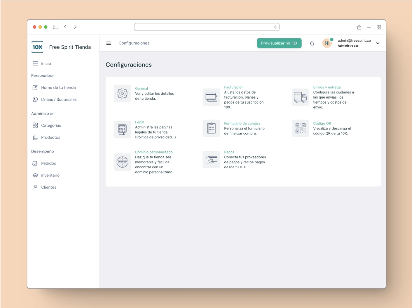 Store settings design