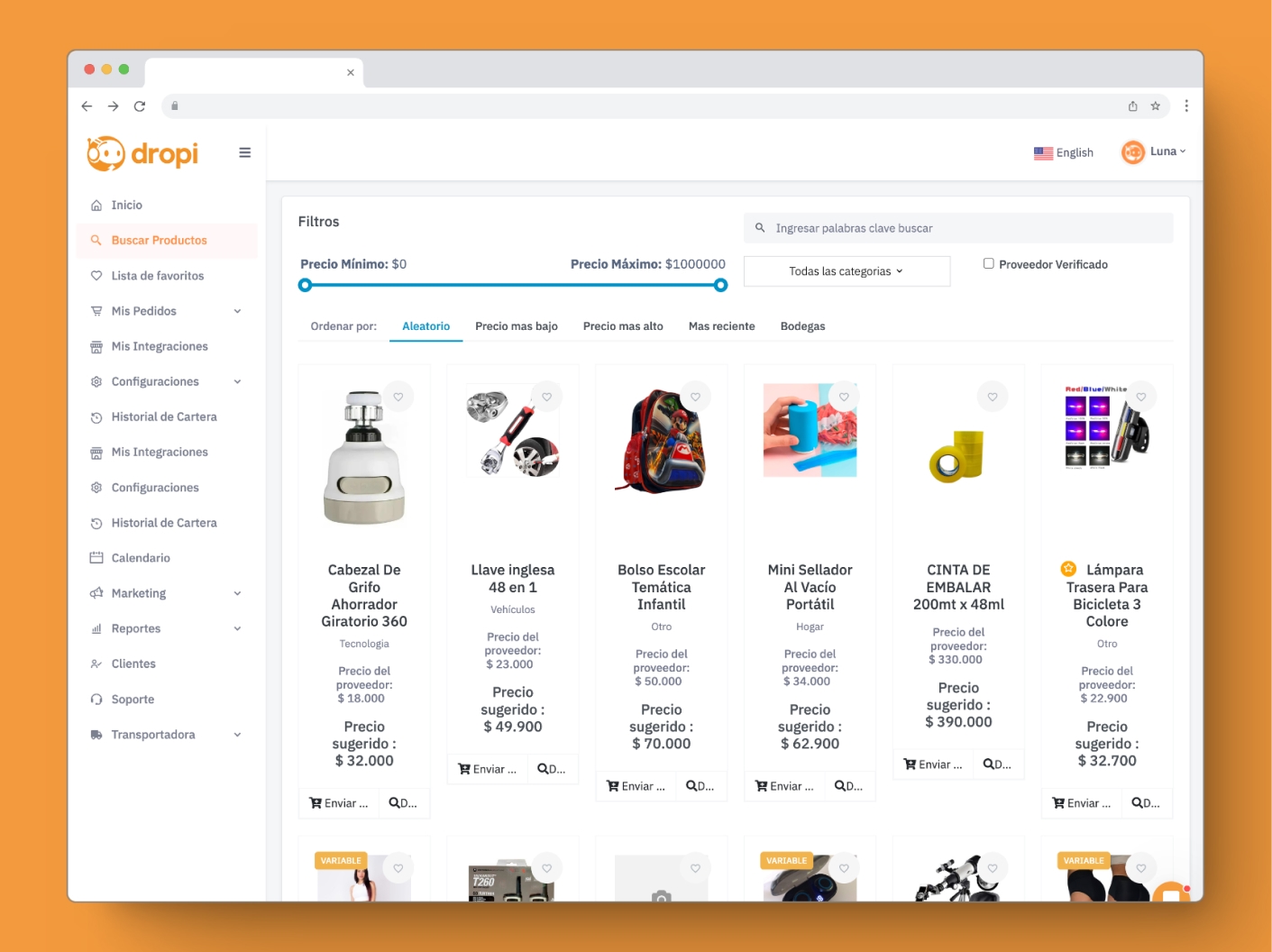 Previous admin panel product finder